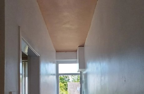 Corridor ceiling and walls after skimming